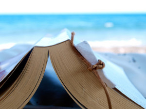 Reading a book at the beach