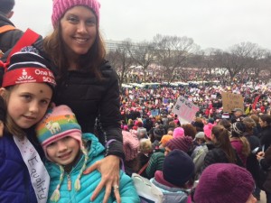 Stephanie marched with her daughters, Elise and Aubrie. 